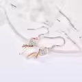 wholesale 925 Sterling Silver Heart-Shaped Survivor Ribbon Drop Earrings Wholesale - Breast Cancer Awareness  for Women-0-4