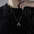wholesale 925 Sterling Silver Celtic Knot Crescent Horn Pendant Necklace Oxidized Black Vintage Jewelry-0-1