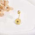 wholesale 14k Yellow Gold Sunflower Belly Button Ring Navel Piercing Jewelry for Women Girls-0-1