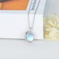 wholesale 925 Sterling Silver Blue Moonstone Cat Pendant Necklace for Women Girls  45cm Chain Length-0-1