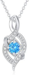 wholesale 925 Sterling Silver Blue Topaz Infinity Birthstone Necklace for Women 18 +2-0-0