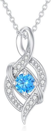 wholesale Sterling Silver Blue Topaz Infinity Birthstone Necklace for Women 18 +2 -01-Infinity-Dec