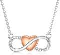 wholesale 925 Sterling Silver Rose Gold Heart and Infinity Symbol Pendant Necklace for Women-0-0