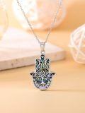 wholesale 925 Sterling Silver Abalone Shell Hamsa Tree Of Life Pendant Necklace-0-2