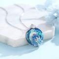 wholesale 925 Sterling Silver Blue Opal Sea Wave Turtle Shell Pendant Necklaces Ocean Animals Gifts for Women-0-1