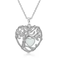 TOUPOP Sterling Silver Opal Tree Of Life Pendant Necklace-0-0