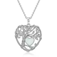 TOUPOP Sterling Silver Opal Tree Of Life Pendant Necklace-undefined