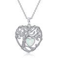 TOUPOP Sterling Silver Opal Tree Of Life Pendant Necklace-0-0