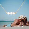 wholesale 14K Yellow Gold Freshwater Pearl Station Necklace 3 Pearls on Chain for Women  - Length: Adjustable from 26-29 inches-0-5