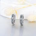 wholesale 925 Sterling Silver Egyptian Anubis Ankh Oxidized Hoop Earrings-0-5