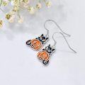wholesale 925 Sterling Silver Halloween Black Cat Jack-o'-Lantern Drop Earrings-0-3