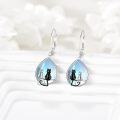 wholesale 925 Sterling Silver Moonstone Cat Family CZ Drop Earrings-0-2