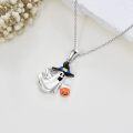 wholesale 925 Sterling Silver Halloween Witch Pendant with Pumpkin Charm and Hat for Women's Fashion Necklaces-0-1