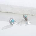 wholesale 925 Sterling Silver Turquoise Moon & Stars Stud Earrings Celestial s for Women Girls-0-1