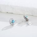 wholesale 925 Sterling Silver Turquoise Moon & Stars Stud Earrings Celestial s for Women Girls-0-1