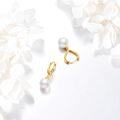 wholesale 10K Golden Freshwater Pearl Drop Heart Studs for Women Girls Gift Boxed-0-3