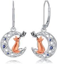 wholesale 925 Sterling Silver Moonstone Fox Drop Earrings Celtic Style Animal s for Women-Fox