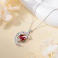 TOUPOP Sterling Silver Garnet Moon Star Pendant Necklace-0-4