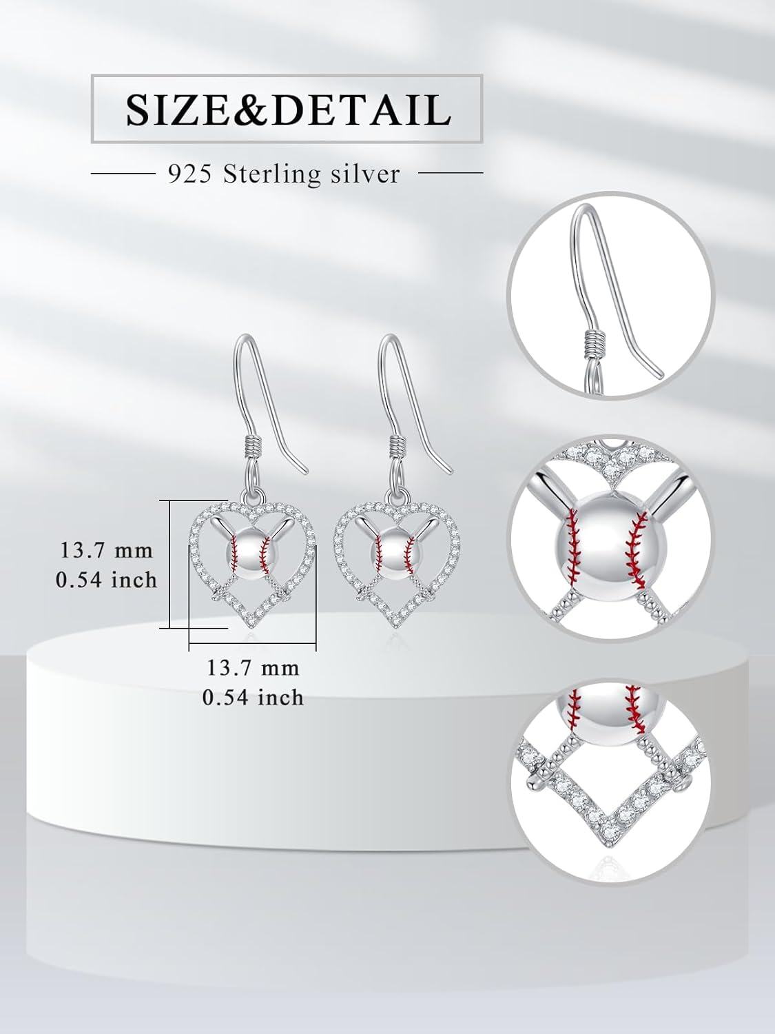  Sterling Silver Sports Earrings for Women Soccer Basketball Volleyball Softball Football Tennis Dangle Jewelry -0-2