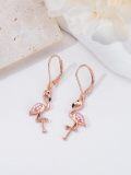 wholesale 925 Sterling Silver Plated Rose Gold Flamingo Drop Earrings with Pink Crystal Accents for Women-0-4