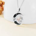 wholesale 925 Sterling Silver Crescent Moon Fairy Riding Horse Necklace Pendant-0-5