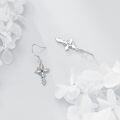 wholesale 925 Sterling Silver Cross with Rainbow Stones Drop Dangle Hook Earrings for Women Girls Gift Set-0-3