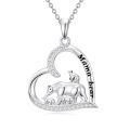 TOUPOP 925 Sterling Silver Mama Bear Necklace Mother Daughter Pendant Jewelry Gift-0-0
