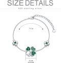 wholesale 925 Sterling Silver Green Crystal Clover Lucky Charm Bracelet for Women Girls  6 Adjustable Chain Length-0-1