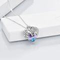 wholesale 925 Sterling Silver Wolf & Horse Love Heart Crystal Pendant Necklace for Women-0-1