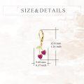 wholesale 925 Sterling Silver Heart-Shaped Ruby and Gold Leaf Dangle Earrings-0-5