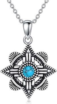 wholesale 925 Sterling Silver Turquoise Star Pendant Necklace for Women Bohemian Style Western s-4