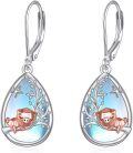 wholesale 925 Sterling Silver Teardrop Moonstone Tree of Life Pig Drop Earrings-0-0