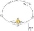 wholesale TOUPOP Cremation Bracelet For Ashes 925 Sterling Silver Urn Bracelet Sunflower Cremation Jewelry Flower Keepsake Ashes Memorial Pendant Locket Urn Bracelet For Ashes For Women -0-0