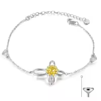 TOUPOP Sterling Silver Sunflower Ashes Memorial Pendant Locket Bracelet-undefined