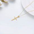 wholesale 14K Solid Gold Diamond-Cut Cross Necklace, Hypoallergenic, 18 Chain, Elegant Gift for Women-0-3