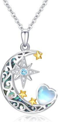 wholesale  Sterling Silver Moonstone Celtic Star Moon Pendant Necklace for Women -Moonstone