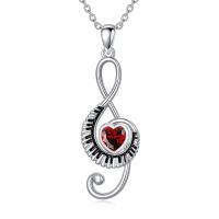 wholesale 925 Sterling Silver Music Note Heart Pendant Necklace-01-January