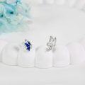 wholesale 925 Sterling Silver Butterfly Blue Enamel Stud Earrings with Cubic Zirconia Accents-0-4