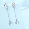 wholesale 925 Sterling Silver Angel Wing Teardrop Moonstone Dangle Earrings for Women Men 4cm Long Hypoallergenic Minimalist  Idea-0-1
