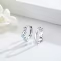 wholesale 925 Sterling Silver Blue Enamel Paw Print Huggie Hoop Earrings for Women - Small Animal Lover Gift Ideas-0-5