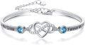 wholesale 925 Sterling Silver Adjustable Infinity Heart Bracelet with Blue Crystal and Engraved Message for Women-0-0