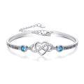 wholesale 925 Sterling Silver Adjustable Infinity Heart Bracelet with Blue Crystal and Engraved Message for Women-0-0