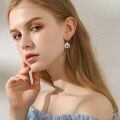 wholesale 925 Sterling Silver Celtic Knot Crescent Moonstone Pearl Drop Earrings-0-1
