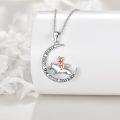 wholesale 925 Sterling Silver Crescent Moon Pendant with Fox and Squirrel Charm Necklace - Love You to the Moon & Back s for Women-0-4
