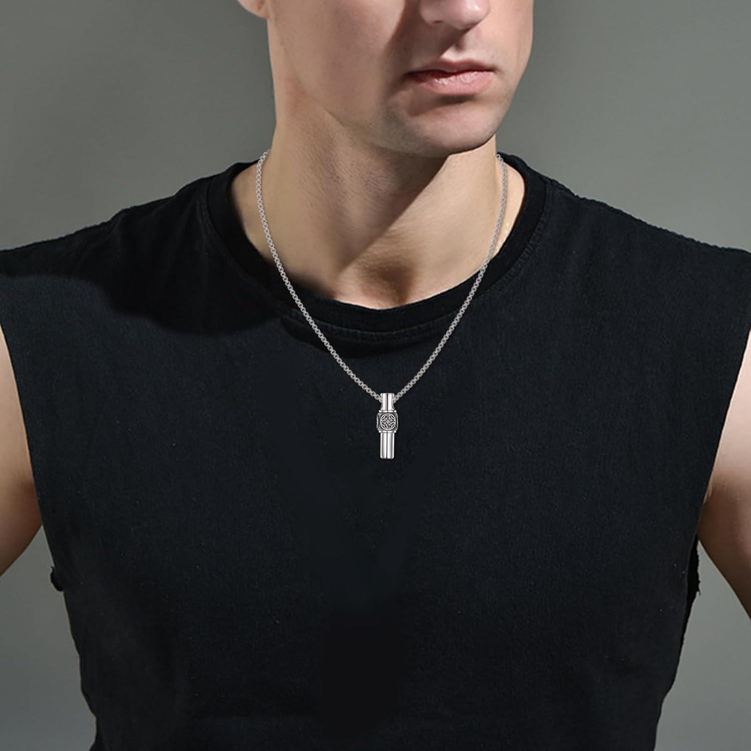 wholesale 925 Sterling Silver Celtic Knot Urn Pendant Necklace with Stainless Steel Chains for Ashes - 20+2 inch Chain (Men/Women)-0-3