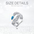 wholesale 925 Sterling Silver & Turquoise Adjustable Feather Ring – Elegant, Durable, Perfect Gift for Any Occasion-0-4