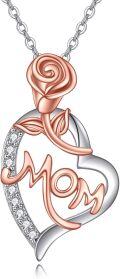 wholesale 925 Sterling Silver Mom Rose Flower Love Heart Infinity Pendant Necklace s for Women-0-0