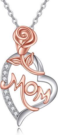 wholesale 925 Sterling Silver Mom Rose Flower Love Heart Infinity Pendant Necklace s for Women-Rose 1