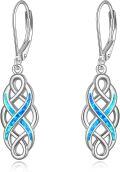 wholesale 925 Sterling Silver Black and White Opal Celtic Knot Drop Earrings with Leverbacks for Women-0-6
