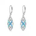 wholesale 925 Sterling Silver Black and White Opal Celtic Knot Drop Earrings Wholesale with Leverbacks for Women-0-6